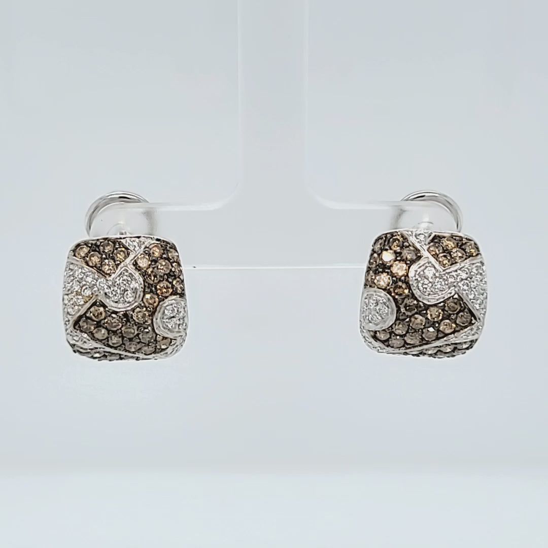 Brown and White Diamond Earrings