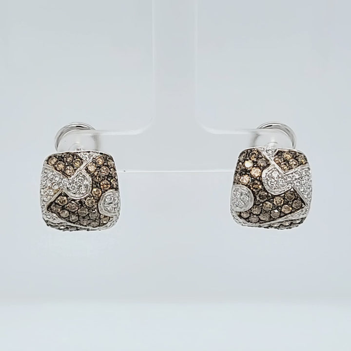 Brown and White Diamond Earrings
