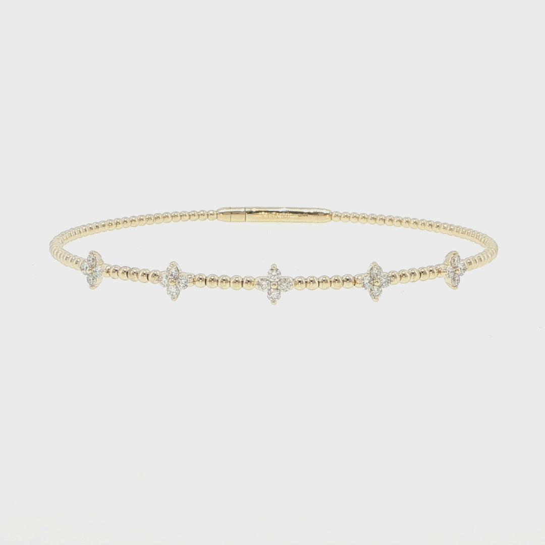 14K Yellow Gold 5 Station Diamond Bracelet