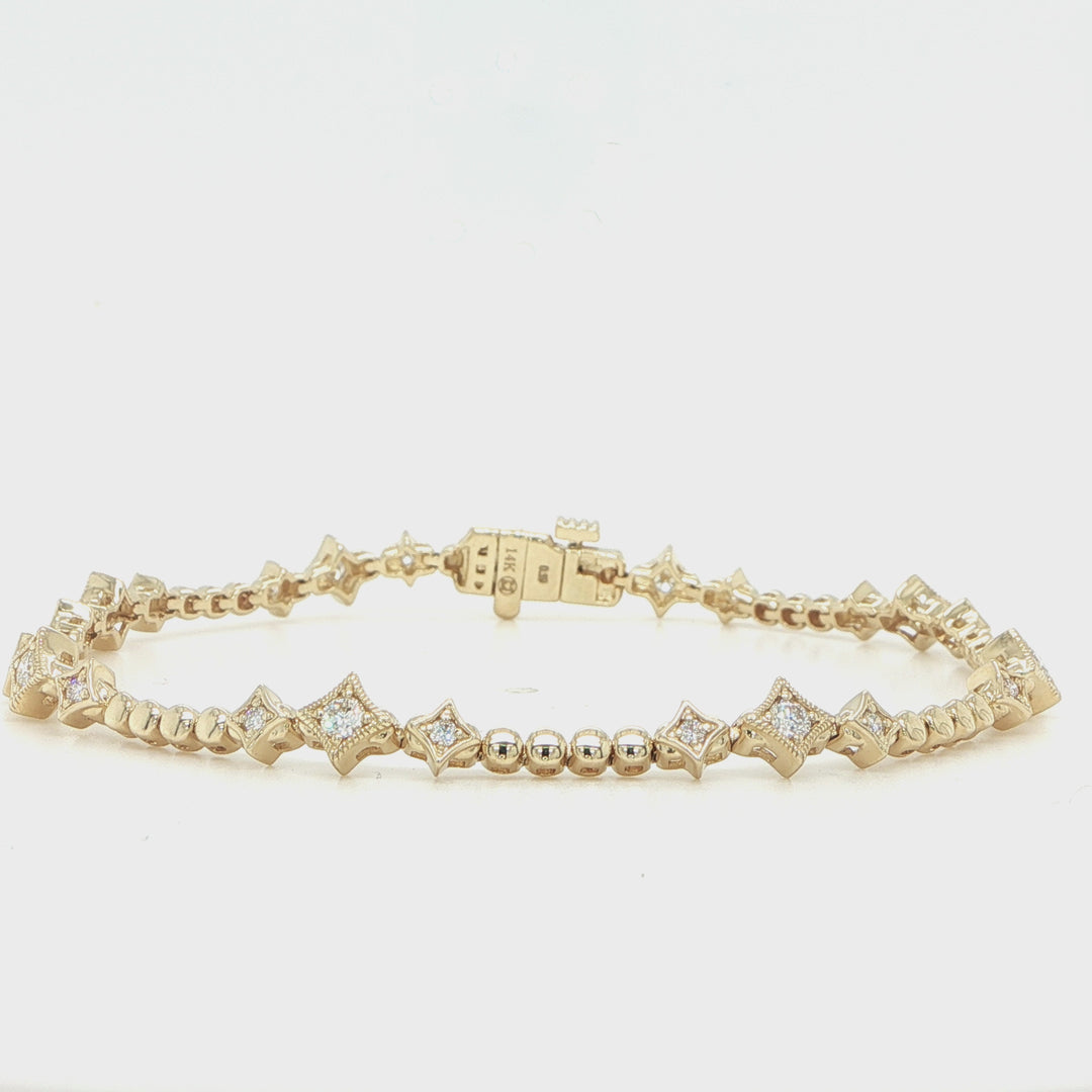 14K Yellow Gold Diamond Star Bracelet