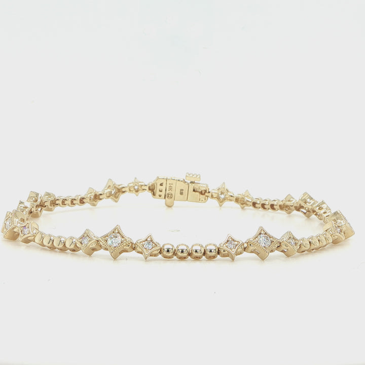 14K Yellow Gold Diamond Star Bracelet