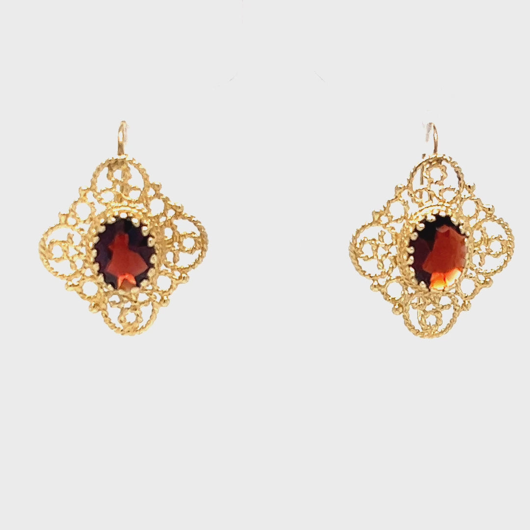 Garnet Wire Drop Earrings