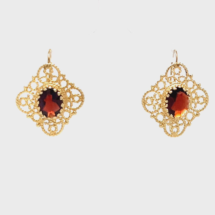 Garnet Wire Drop Earrings