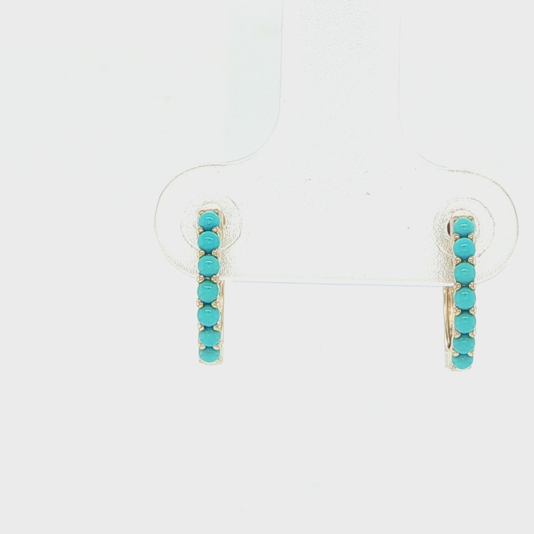 Majolie 14K Yellow Gold Turquoise Huggie Hoop Earrings