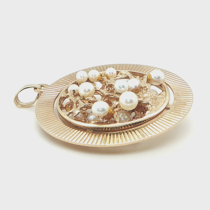 14K Yellow Gold Tree of Life Pearl Pendant