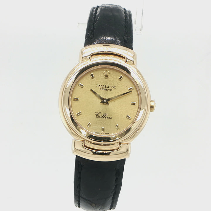 26.5mm Rolex Cellini, Champagne Dial, 18K Yellow Gold