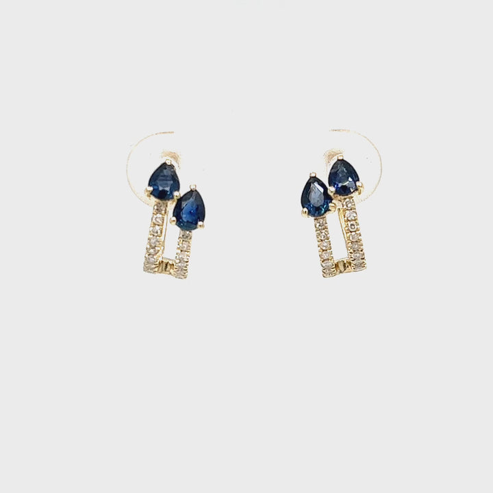 Double Sapphire Huggie Hoops