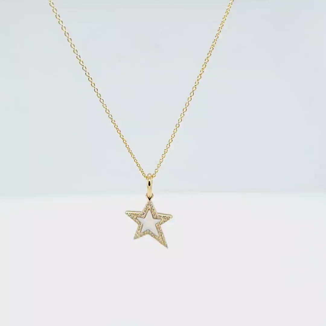 Mother of Pearl and Diamond Star Necklace