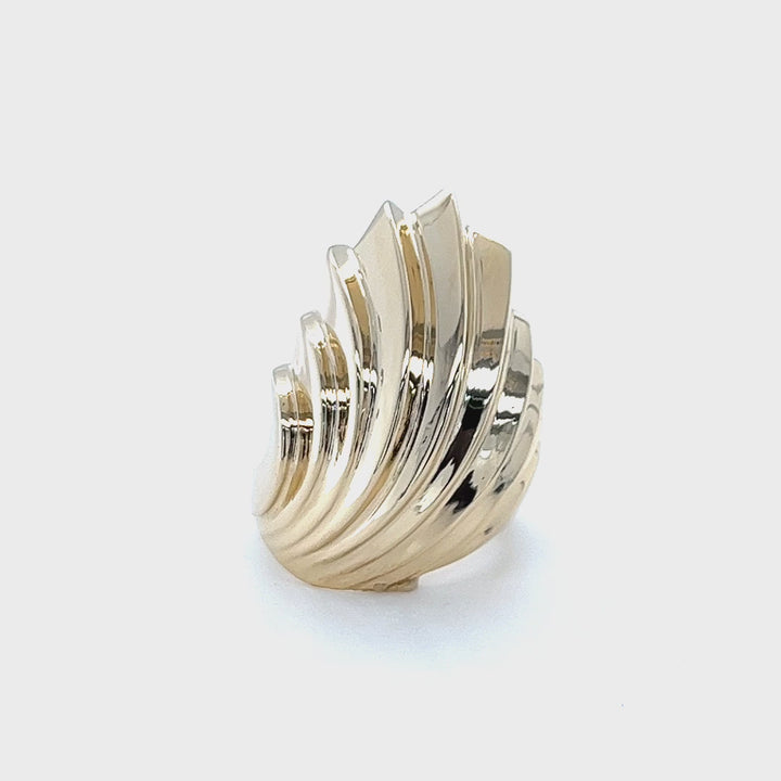 14K Yellow Gold Fan Spray Statement Ring