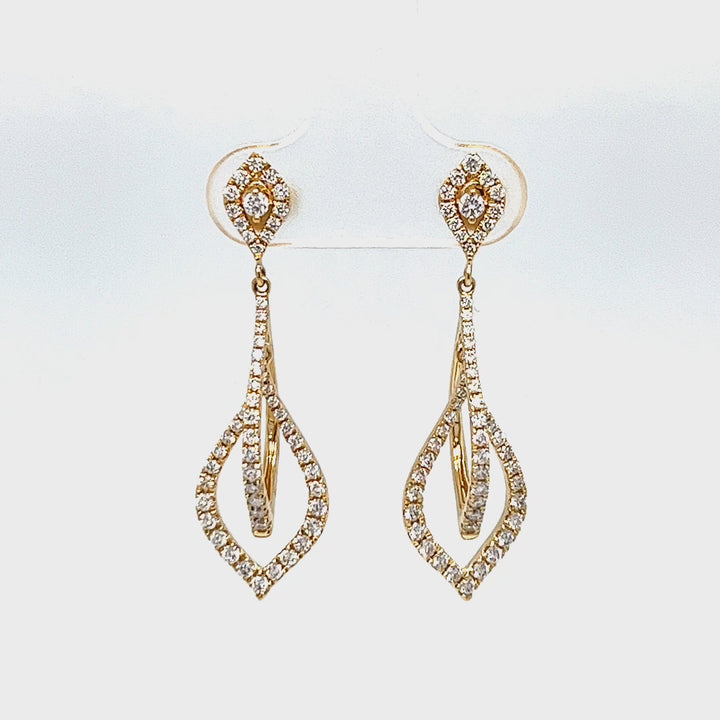 3D Diamond Dangle Earrings
