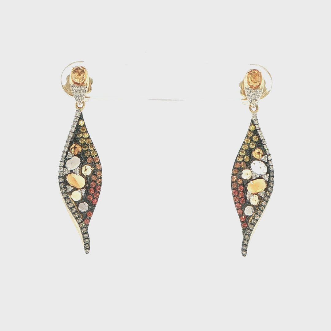 14K Yellow Gold Multi-Gemstone & Diamond Twist Drop Earrings