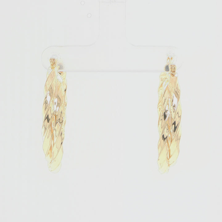 14K Yellow Gold Double Hoop Twist Earrings