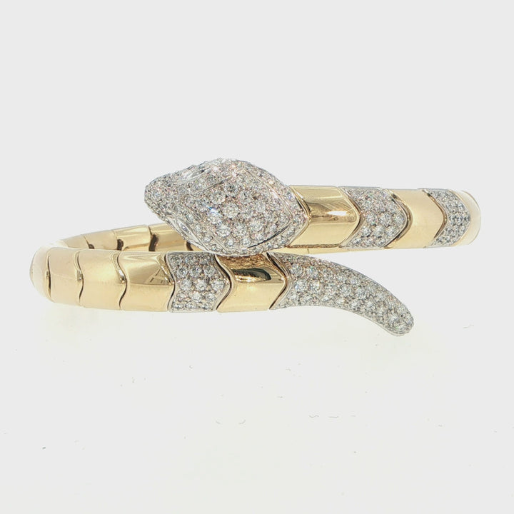 Leo Pizzo 18K Yellow Gold Diamond Snake Bracelet