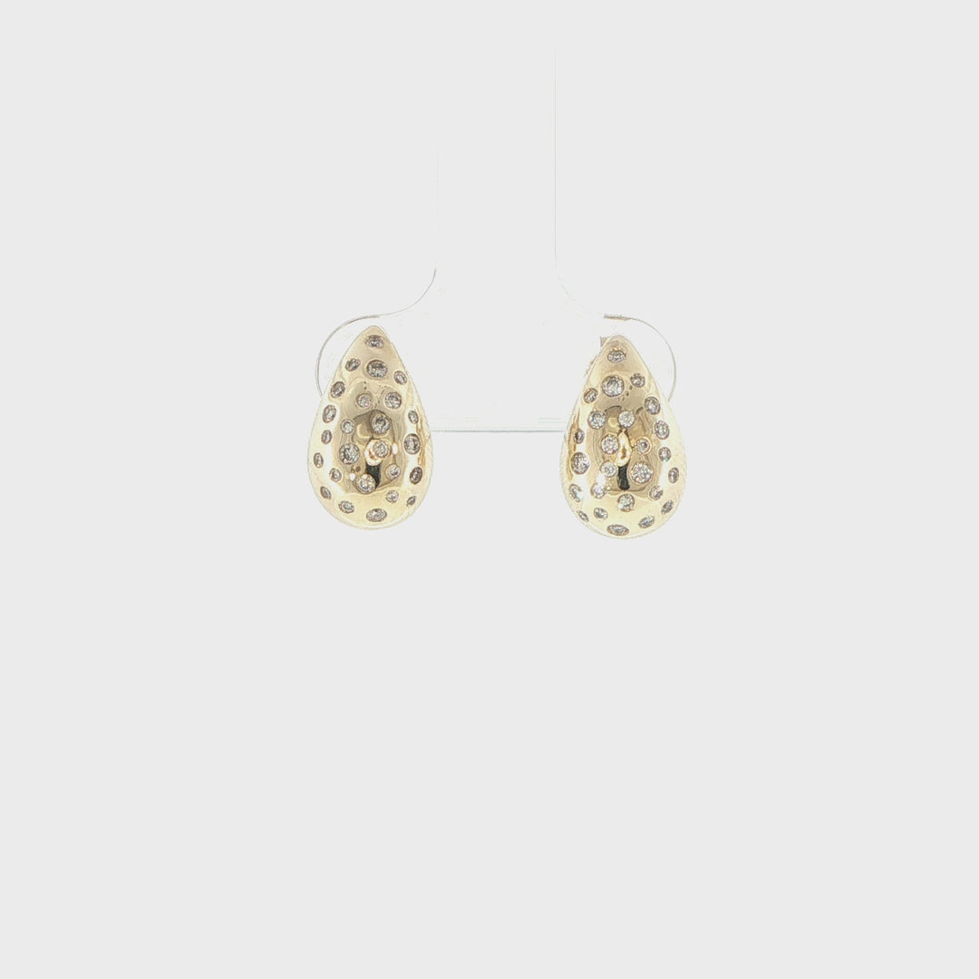 14K Yellow Gold Bezel-Set Diamond Teardrop Stud Earrings