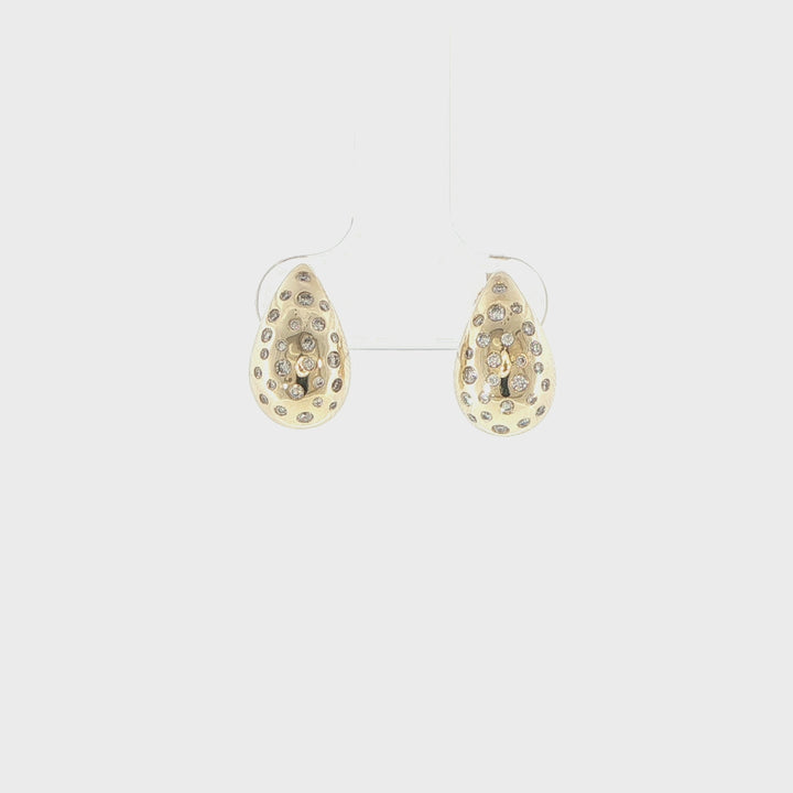 14K Yellow Gold Bezel-Set Diamond Teardrop Stud Earrings