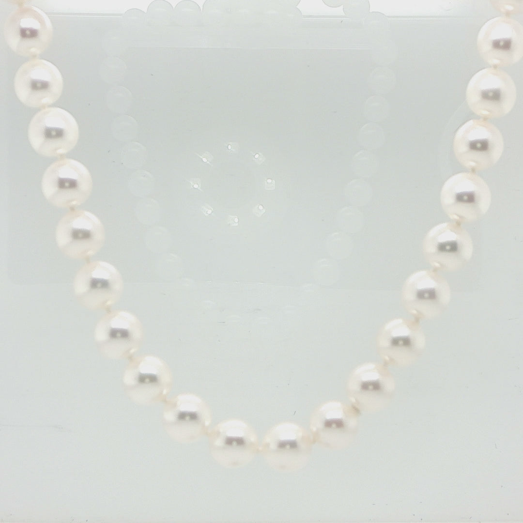 Japanese Akoya Pearl Necklace 8–8.5mm with Diamond Clasp