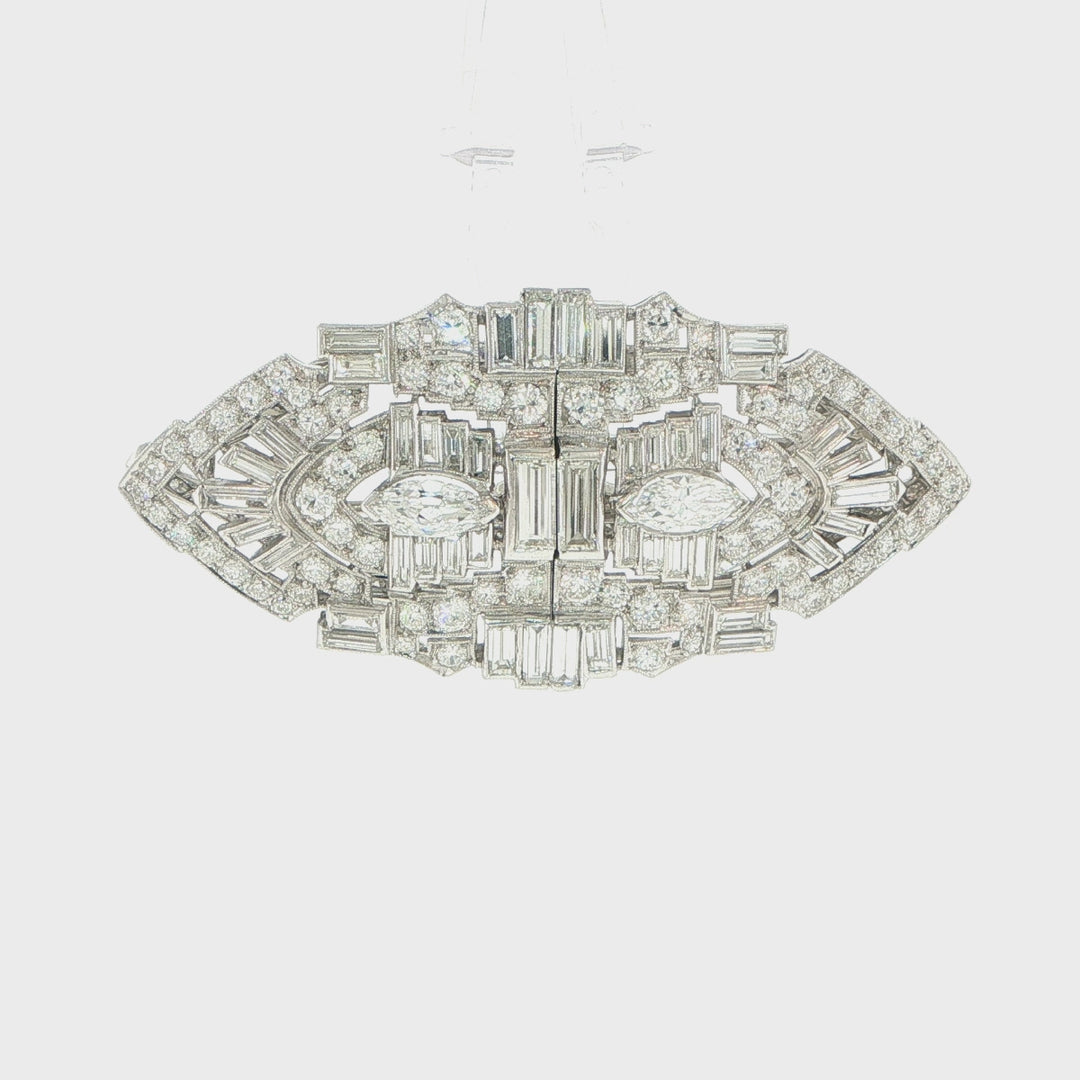 Platinum Diamond Brooch Convertible to Clips