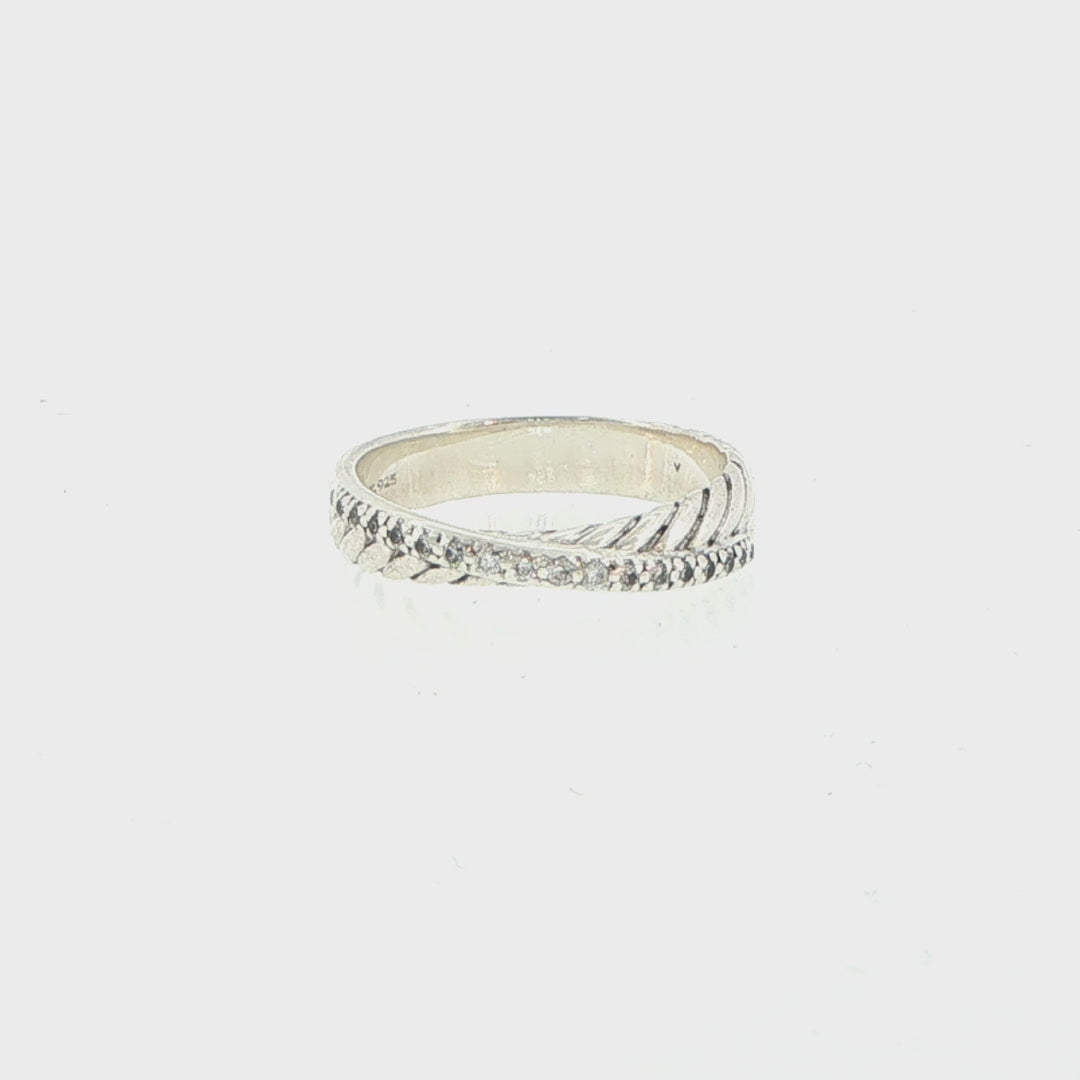 David Yurman Diamond Crossover Ring in Sterling Silver