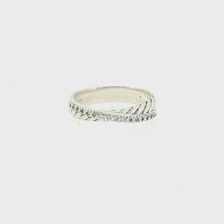 David Yurman Diamond Crossover Ring in Sterling Silver
