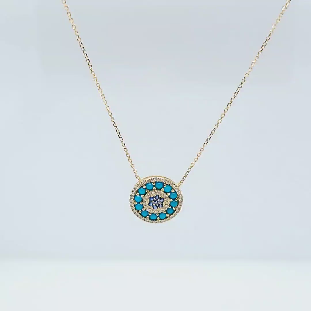Sapphire, Turquoise and Diamond Necklace