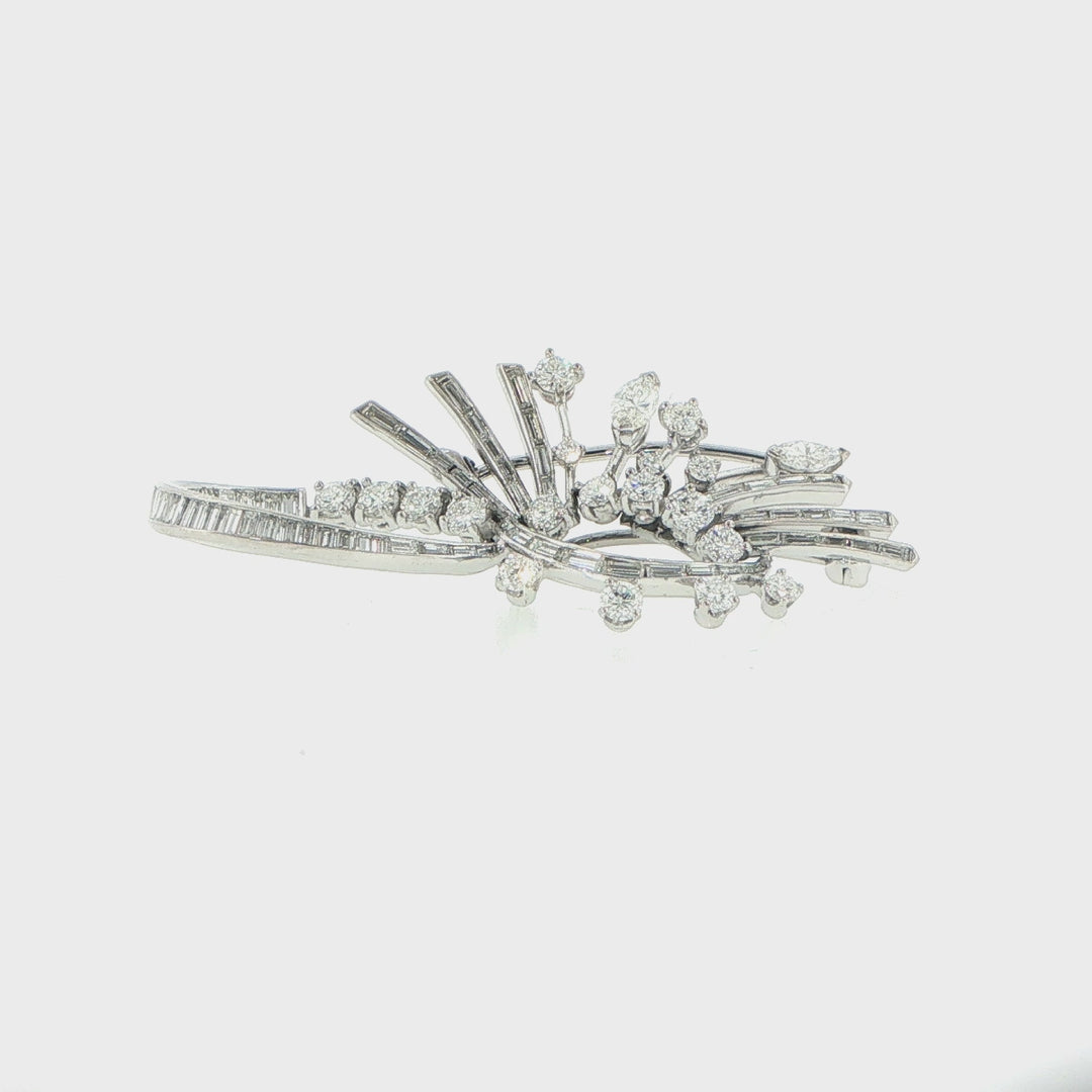 Platinum Abstract Diamond Brooch