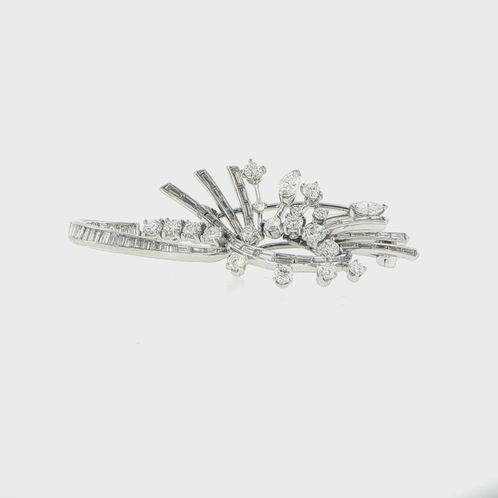 Platinum Abstract Diamond Brooch