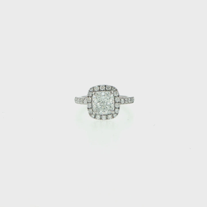 Platinum Handmade Diamond Halo Ring