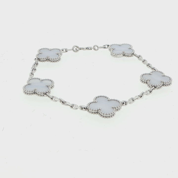 Van Cleef & Arpels Alhambra Chalcedony Bracelet 18K Gold 5 Motif