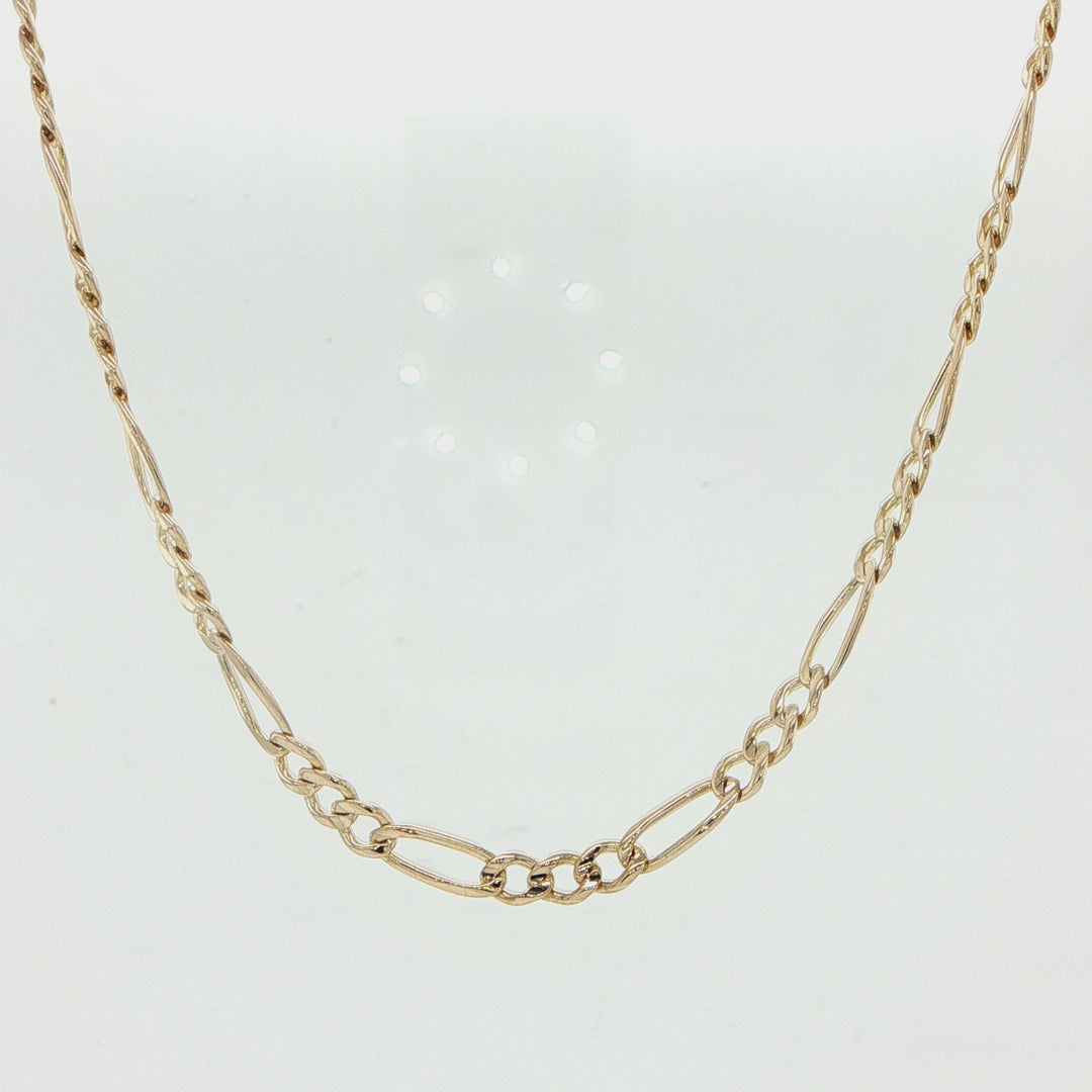 3mm 14K Yellow Gold Figaro Chain 16 inch