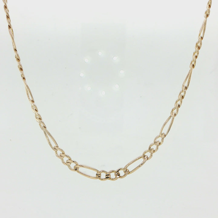 3mm 14K Yellow Gold Figaro Chain 16 inch