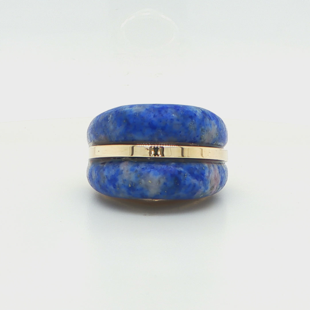 14K Yellow Gold Domed Lapis Lazuli Ring
