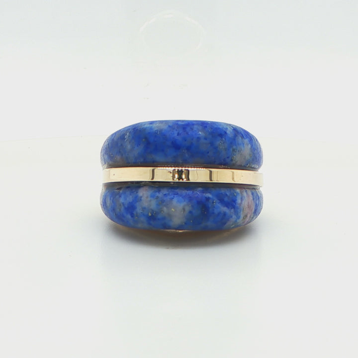 14K Yellow Gold Domed Lapis Lazuli Ring