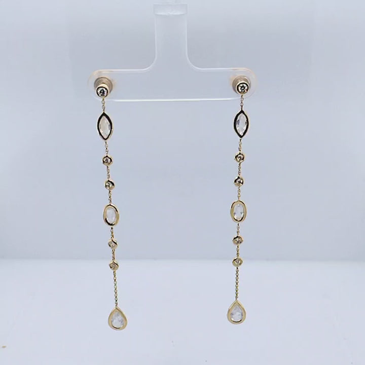 Moonstone and Diamond Drop Earrings