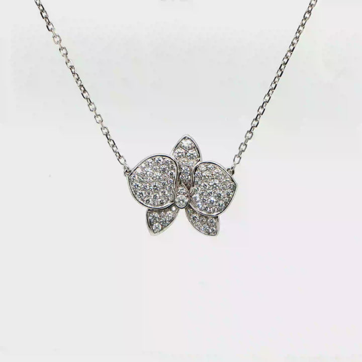 Cartier Caresse D'Orchidees 18K White Gold Diamond Necklace