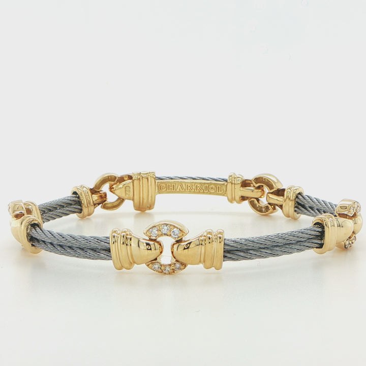 Charriol 18K Yellow Gold & Steel Diamond Bracelet