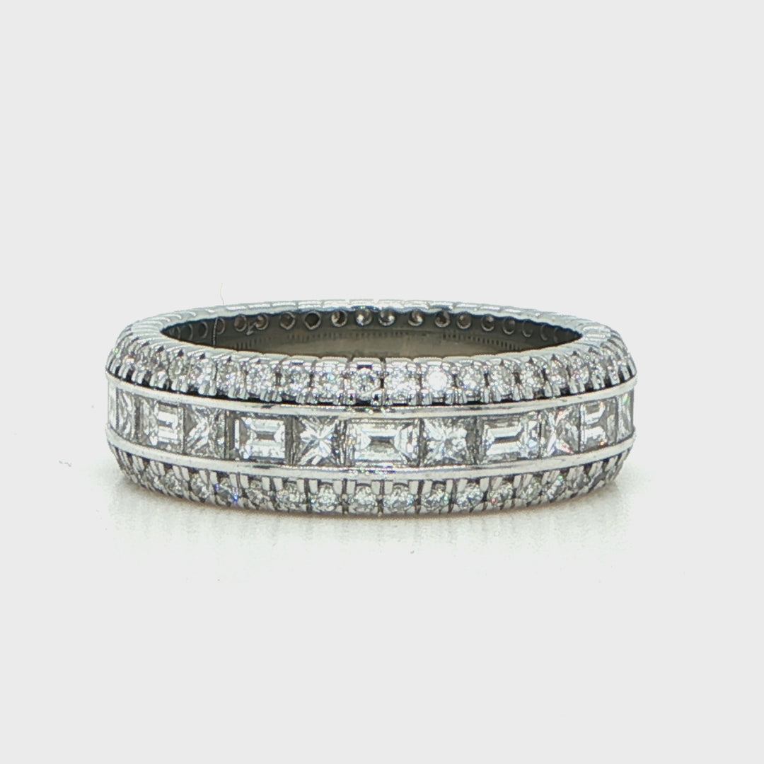 Round and Baguette Diamond Eternity Band