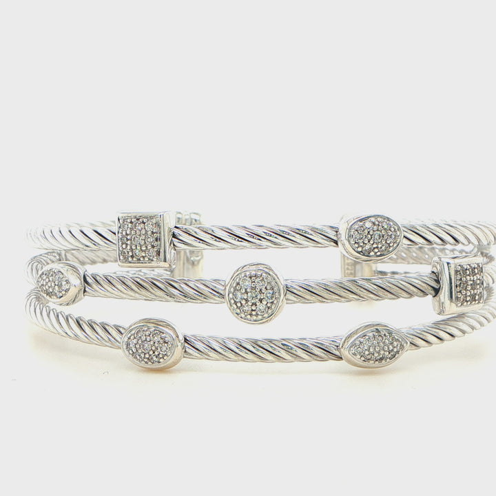 David Yurman Confetti Diamond Bracelet Sterling Silver