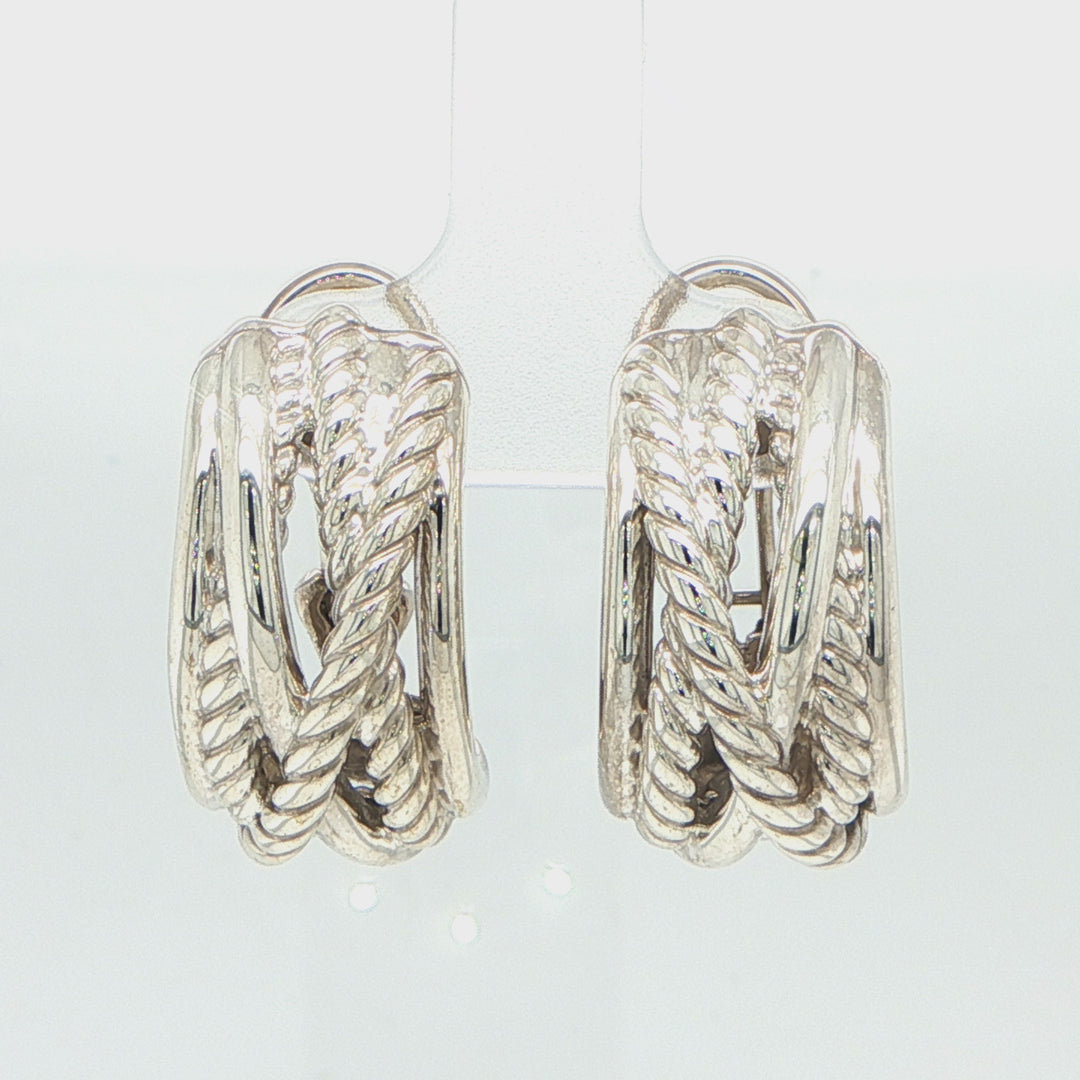 David Yurman Sterling Silver Crossover Earrings with 14K Gold