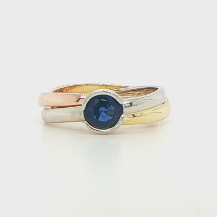 Cartier Trinity Sapphire Ring 18K Tri-Color Gold