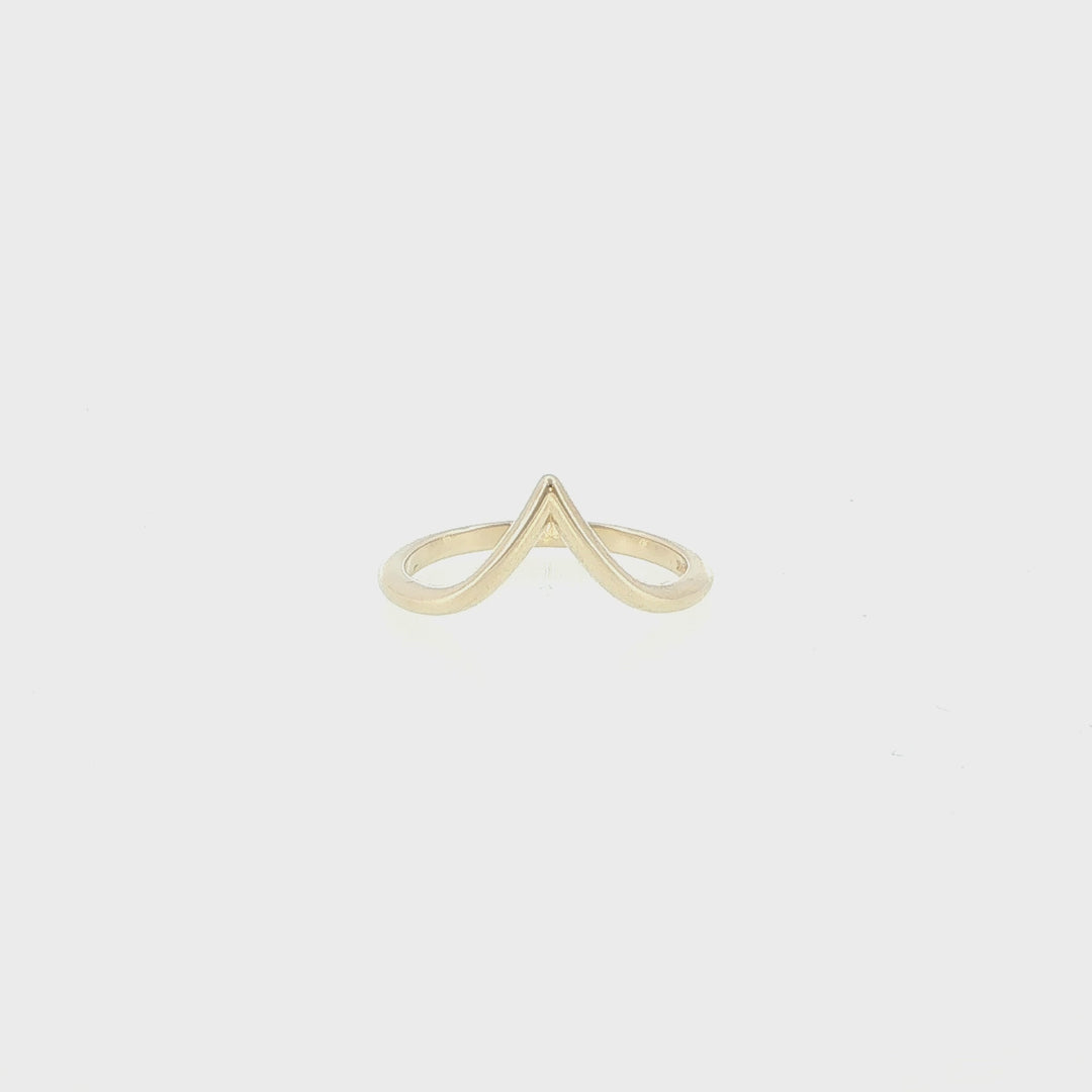 14K Yellow Gold V-Shape Contour Ring