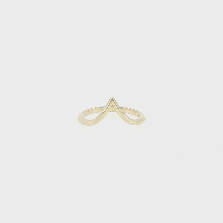 14K Yellow Gold V-Shape Contour Ring