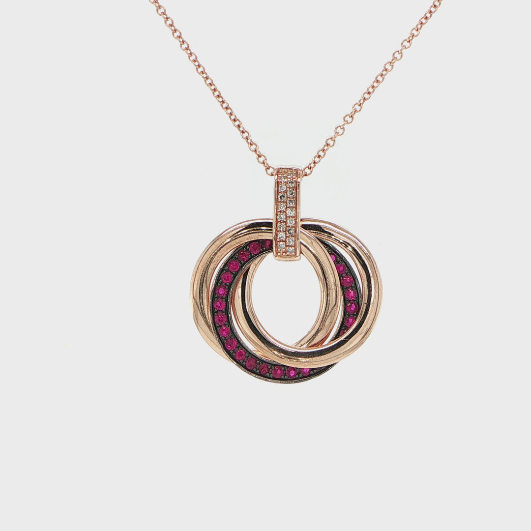 Effy 14K Rose Gold Open Circle Ruby & Diamond Necklace