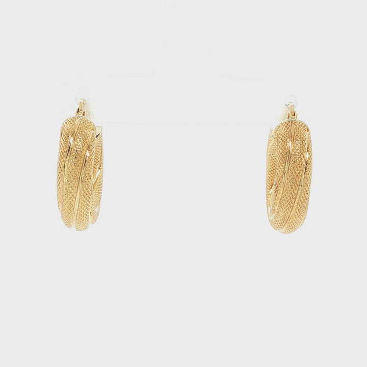 18K Yellow Gold Twisted Hoop Earrings