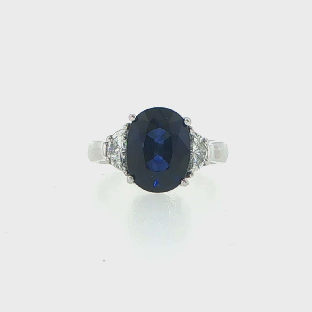 Royal Blue Sapphire and Diamond Ring