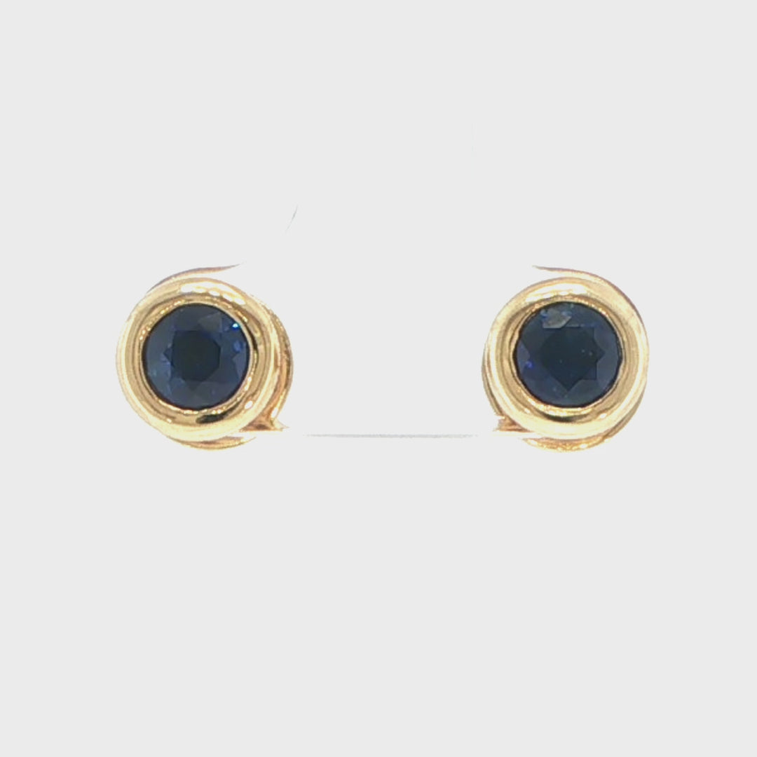 18K Yellow Gold Sapphire Stud Earrings