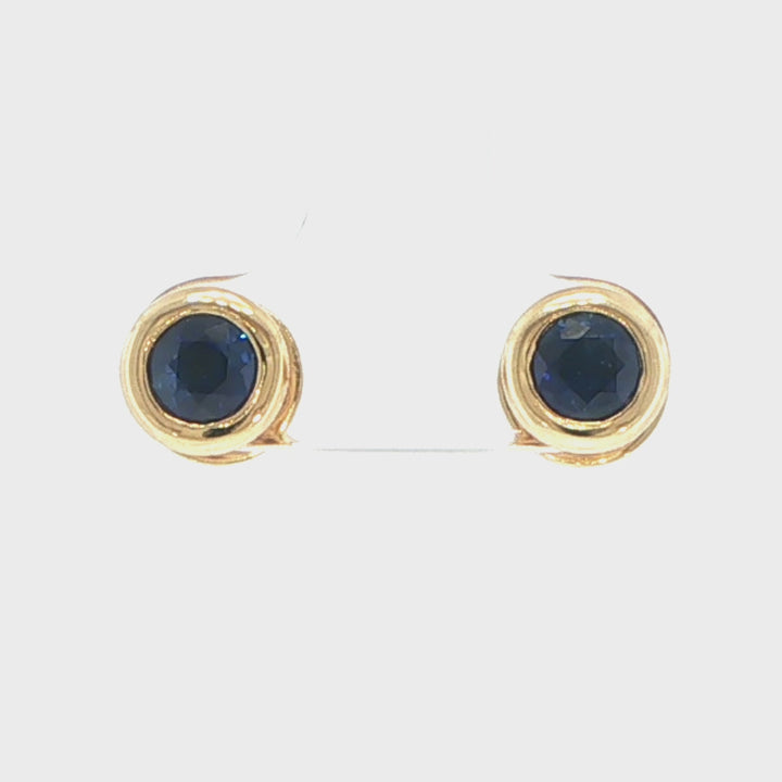 18K Yellow Gold Sapphire Stud Earrings