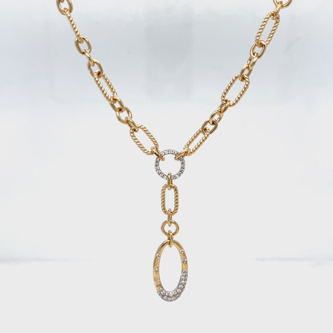 Y Paperclip Diamond Necklace
