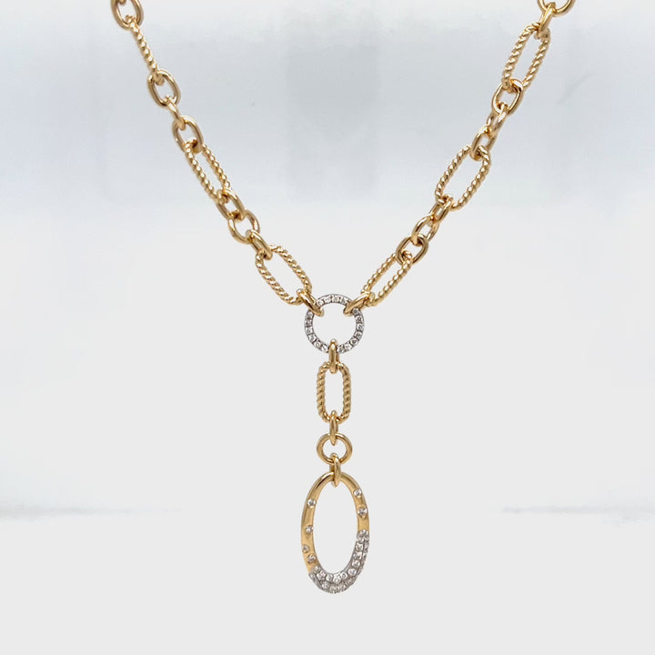 Y Paperclip Diamond Necklace