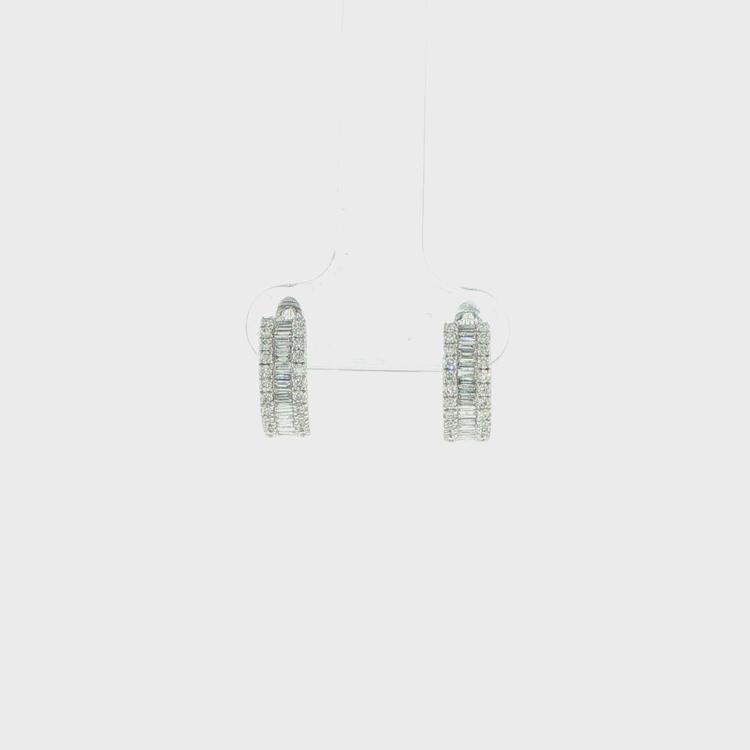 18K White Gold Diamond Huggie Earrings