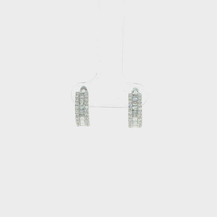 18K White Gold Diamond Huggie Earrings